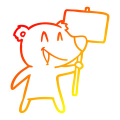 warm gradient line drawing protester bear cartoon