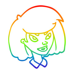 rainbow gradient line drawing cartoon face girl