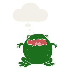 cartoon toad and thought bubble in retro style