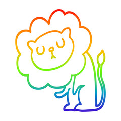 rainbow gradient line drawing cute cartoon lion