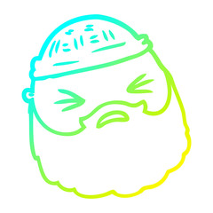 cold gradient line drawing cartoon male face with beard