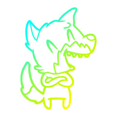 cold gradient line drawing laughing fox cartoon