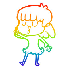 rainbow gradient line drawing cartoon woman