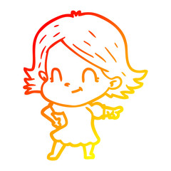 warm gradient line drawing cartoon friendly girl