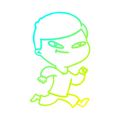 cold gradient line drawing cartoon boy
