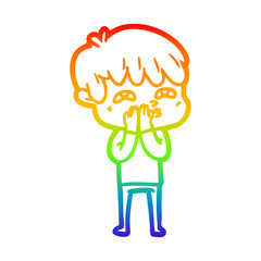 rainbow gradient line drawing cartoon curious man