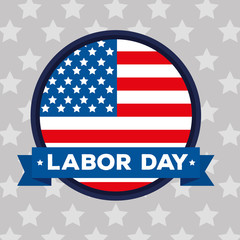 circle emblem with usa flag and ribbon