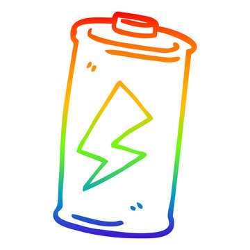 recommend clip art: rainbow gradient line drawing cartoon battery