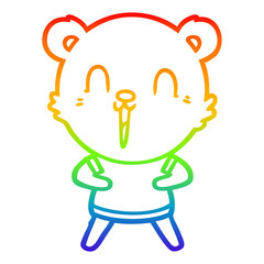 rainbow gradient line drawing happy cartoon bear