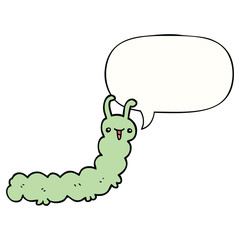 cartoon caterpillar and speech bubble