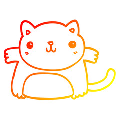 warm gradient line drawing cartoon cat