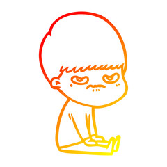 warm gradient line drawing cartoon boy