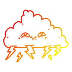 warm gradient line drawing cartoon thundercloud