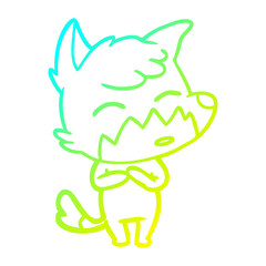 cold gradient line drawing cartoon fox