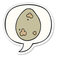cartoon egg and speech bubble sticker
