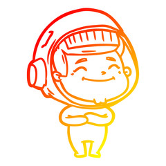 warm gradient line drawing happy cartoon astronaut