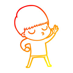 warm gradient line drawing cartoon calm boy