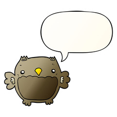 cartoon owl and speech bubble in smooth gradient style