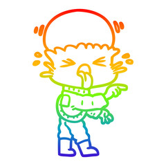 rainbow gradient line drawing weird cartoon alien pointing