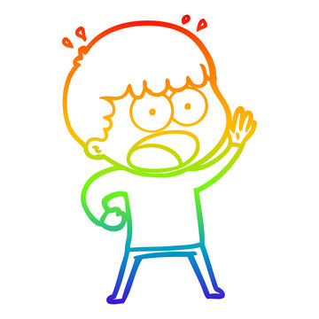 recommend clip art: rainbow gradient line drawing cartoon shocked man