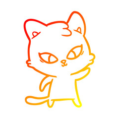 warm gradient line drawing cute cartoon cat