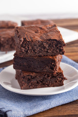 A Stack of Homemade Double Chocolate Brownies