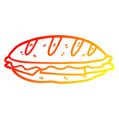 warm gradient line drawing cheese sandwich