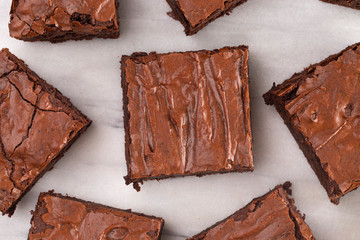 Double Chocolate Brownies on a Marble Counter