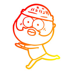 Obraz premium warm gradient line drawing cartoon bearded man running away