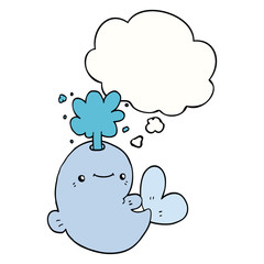 cartoon whale spouting water and thought bubble