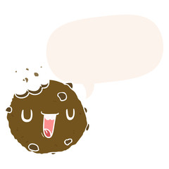 cartoon cookie and speech bubble in retro style