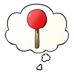 cartoon lollipop and thought bubble in smooth gradient style