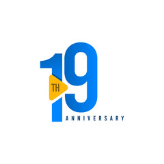 19 Years Anniversary Celebration Vector Template Design Illustration