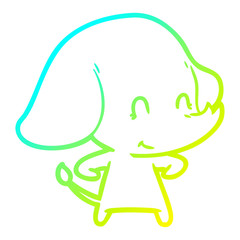 cold gradient line drawing cute cartoon elephant