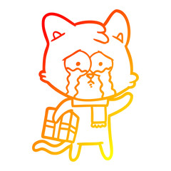 warm gradient line drawing cartoon cat