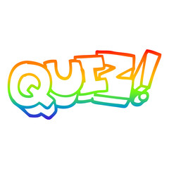 rainbow gradient line drawing cartoon quiz sign