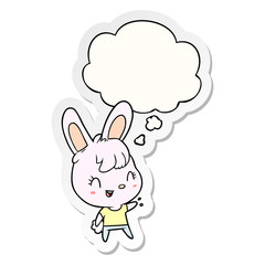 cartoon rabbit and thought bubble as a printed sticker