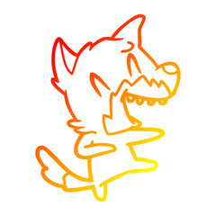 warm gradient line drawing laughing fox dancing