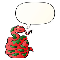 cartoon snake and speech bubble in smooth gradient style