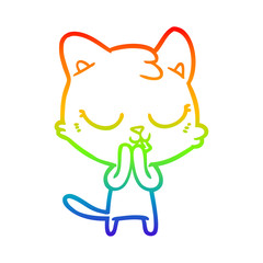 rainbow gradient line drawing cartoon cat