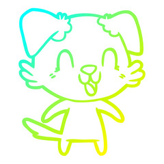 cold gradient line drawing laughing cartoon dog