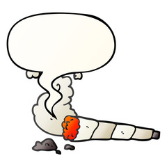 cartoon cigarette and speech bubble in smooth gradient style