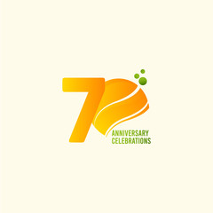 70 Years Anniversary Celebration, Orange Vector Template Design Illustration