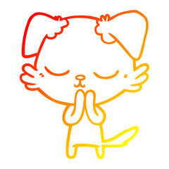 warm gradient line drawing cute cartoon dog