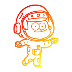 warm gradient line drawing happy astronaut cartoon