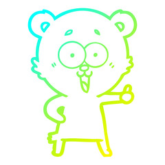 cold gradient line drawing laughing teddy  bear cartoon