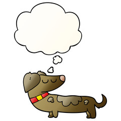 cartoon dog and thought bubble in smooth gradient style