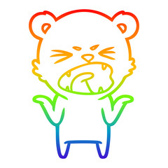 rainbow gradient line drawing angry cartoon polar bear
