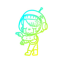 cold gradient line drawing cartoon crying astronaut girl
