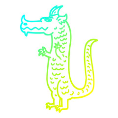 cold gradient line drawing cartoon dragon